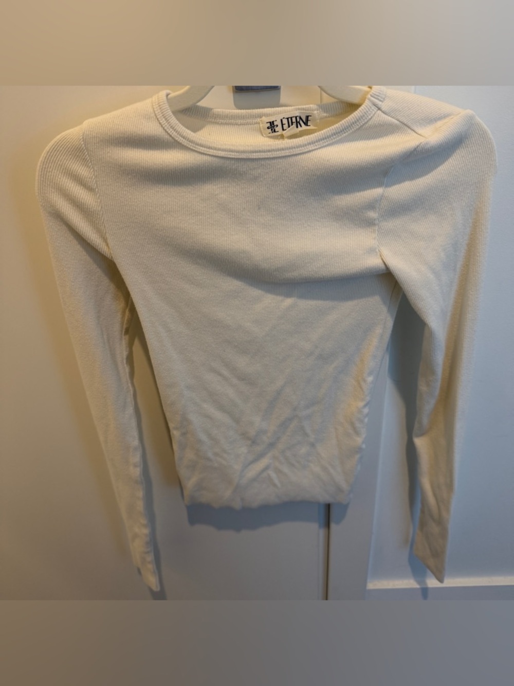 Eterne Cream Long-Sleeve Ribbed Top